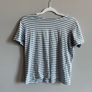 Jones New York 100% Cotton Blue and White Striped Short Sleeve T-Shirt